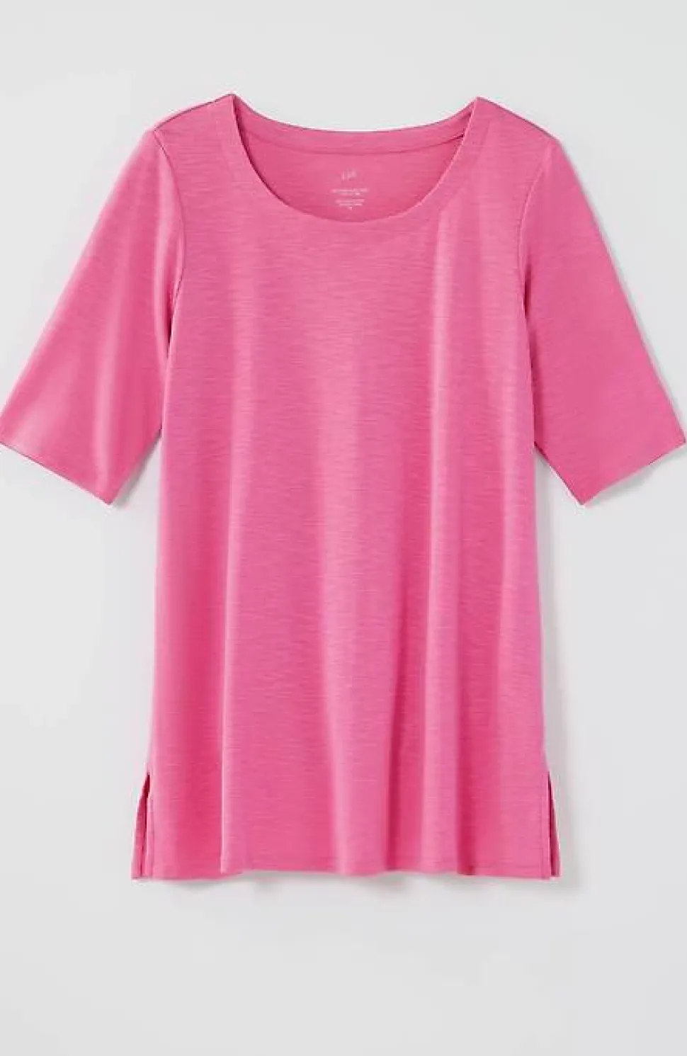 Pima-Slub Scoop-Neck Side-Slit Tee | Jjill