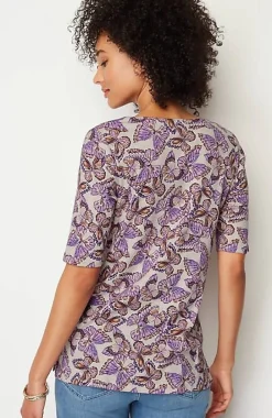 Pima-Slub Scoop-Neck Side-Slit Tee | Jjill