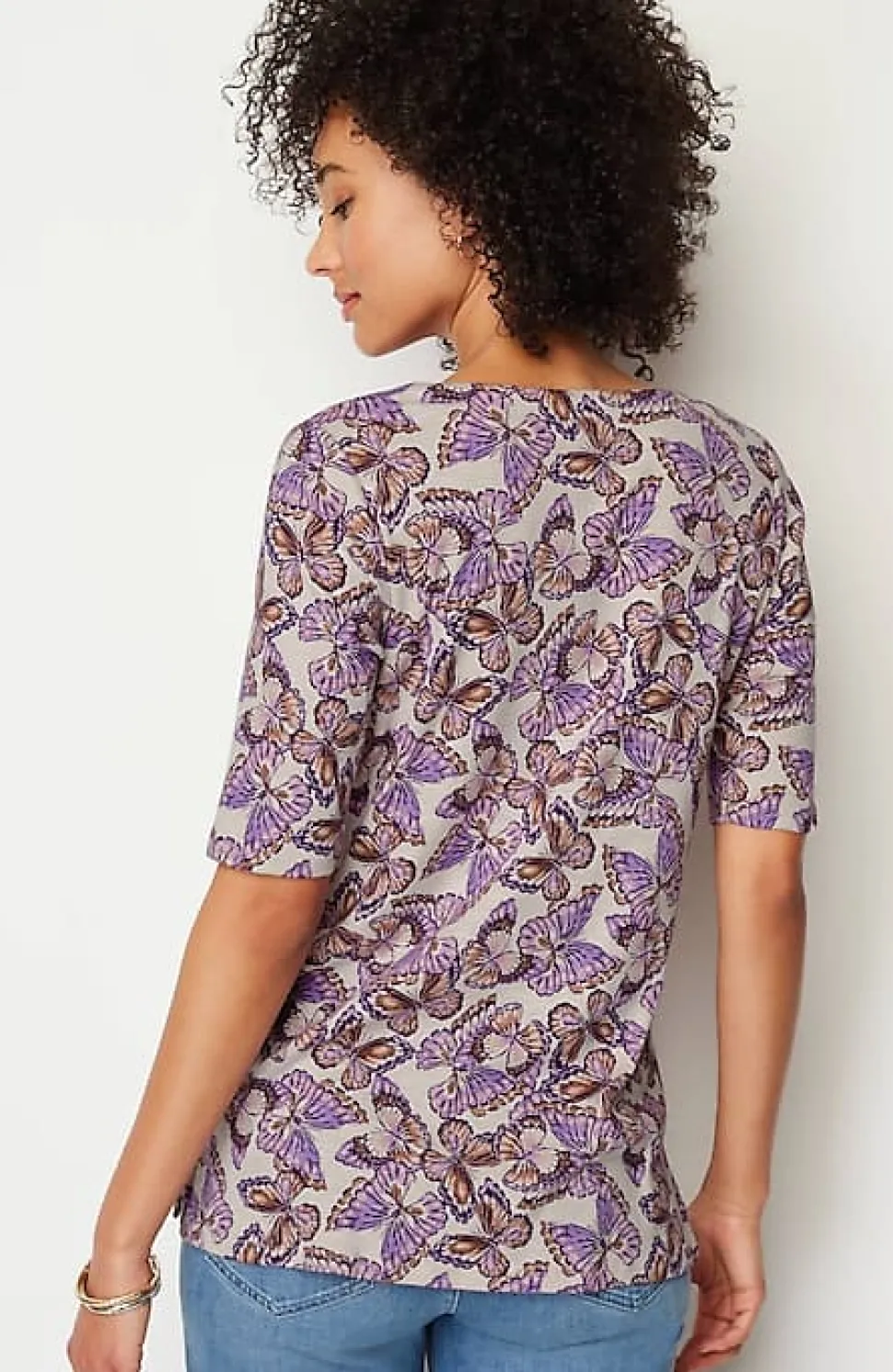 Pima-Slub Scoop-Neck Side-Slit Tee | Jjill