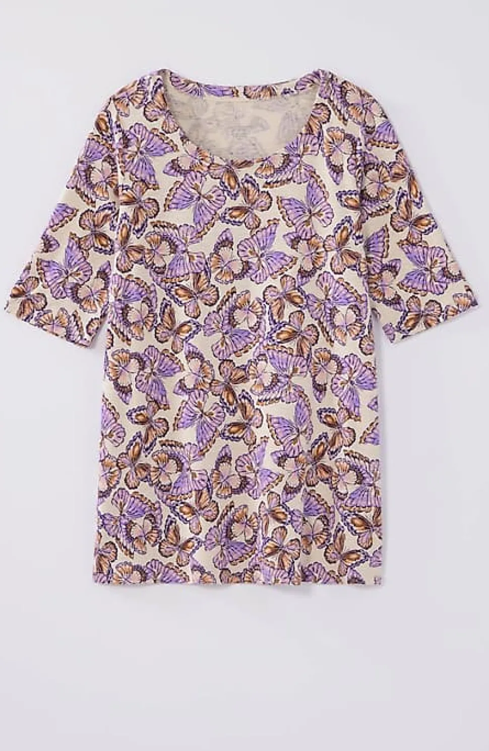 Pima-Slub Scoop-Neck Side-Slit Tee | Jjill