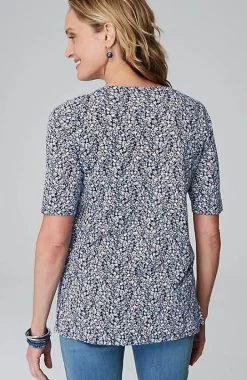 Pima-Slub Scoop-Neck Side-Slit Tee | Jjill