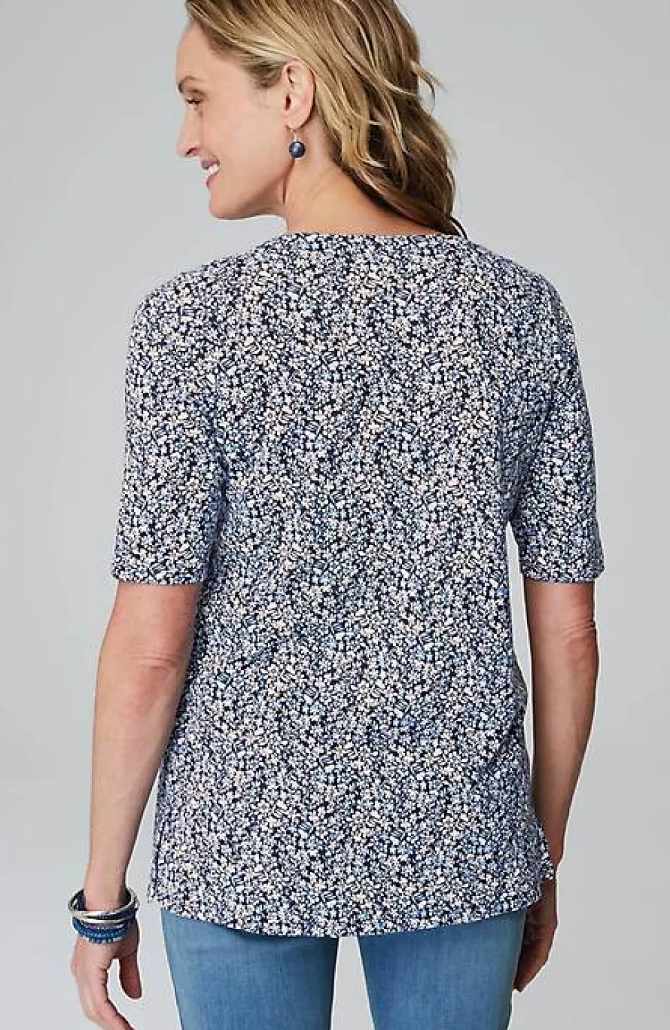 Pima-Slub Scoop-Neck Side-Slit Tee | Jjill