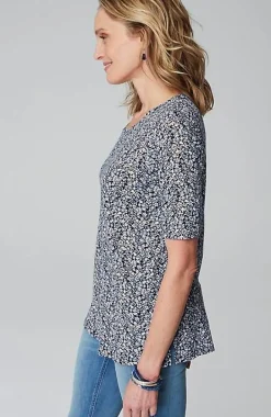 Pima-Slub Scoop-Neck Side-Slit Tee | Jjill
