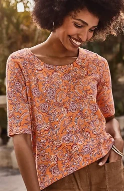 Pima-Slub Scoop-Neck Side-Slit Tee | Jjill