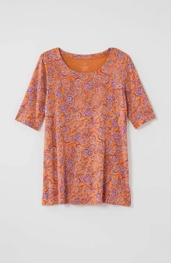 Pima-Slub Scoop-Neck Side-Slit Tee | Jjill