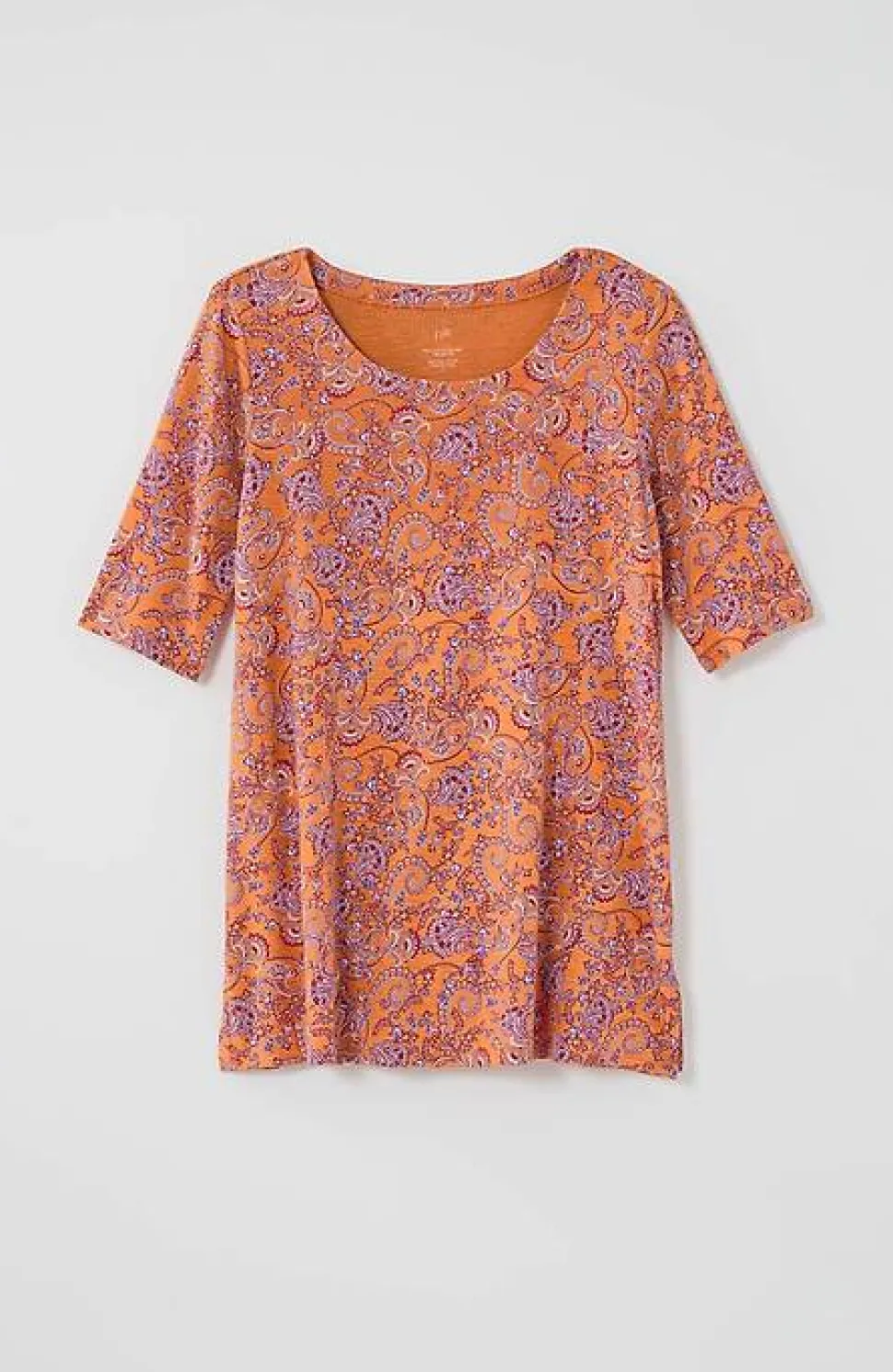 Pima-Slub Scoop-Neck Side-Slit Tee | Jjill