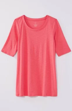 Pima-Slub Scoop-Neck Side-Slit Tee | Jjill