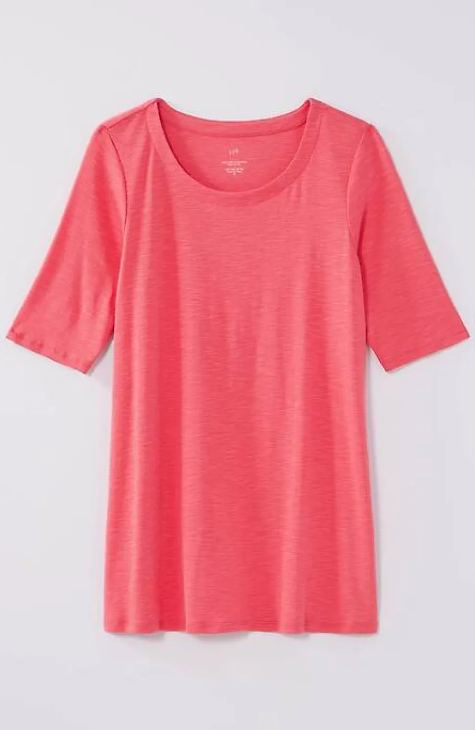 Pima-Slub Scoop-Neck Side-Slit Tee | Jjill