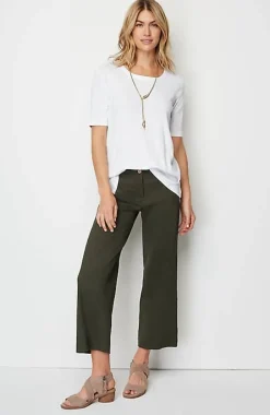 Pima-Slub Scoop-Neck Side-Slit Tee | Jjill