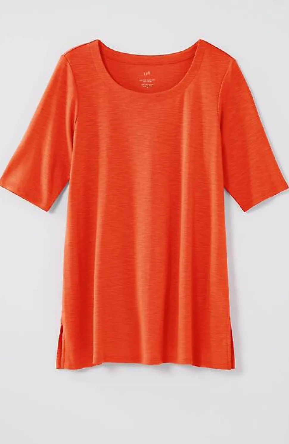 Pima-Slub Scoop-Neck Side-Slit Tee | Jjill