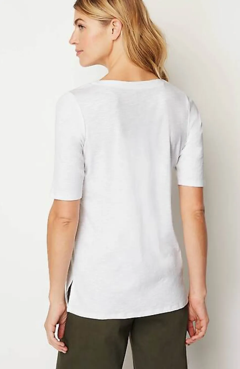 Pima-Slub Scoop-Neck Side-Slit Tee | Jjill