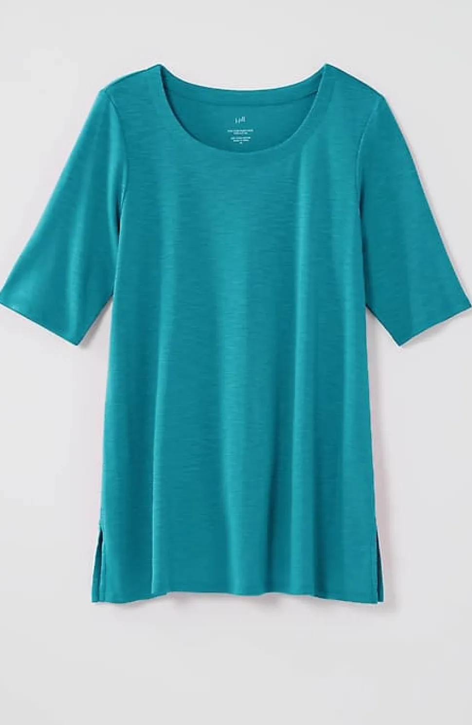 Pima-Slub Scoop-Neck Side-Slit Tee | Jjill