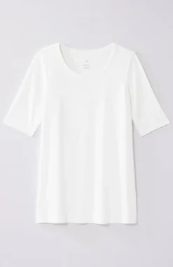 Pima-Slub Scoop-Neck Side-Slit Tee | Jjill
