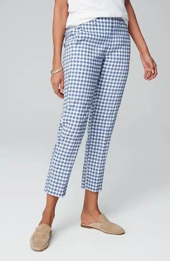 Pintucked Linen-Stretch Slim-Leg Pants | Jjill