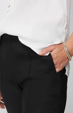 Pintucked Linen-Stretch Slim-Leg Pants | Jjill