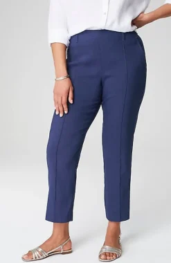 Pintucked Linen-Stretch Slim-Leg Pants | Jjill