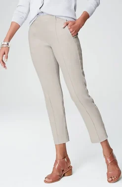 Pintucked Linen-Stretch Slim-Leg Pants | Jjill