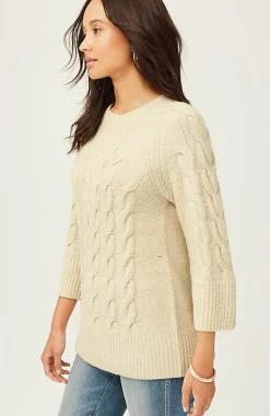 Placed-Cable Crew-Neck Sweater | Jjill