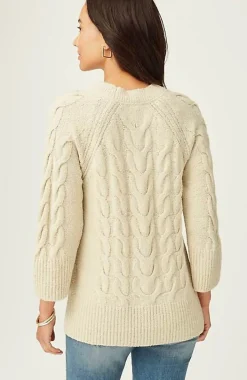 Placed-Cable Crew-Neck Sweater | Jjill