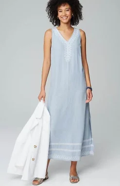 Placed-Embroidery Maxi Dress | Jjill