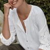 Placed-Eyelet Mixed-Media Top | Jjill