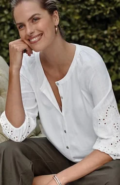 Placed-Eyelet Mixed-Media Top | Jjill