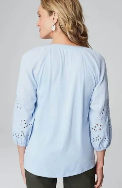Placed-Eyelet Mixed-Media Top | Jjill
