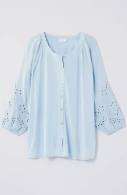 Placed-Eyelet Mixed-Media Top | Jjill