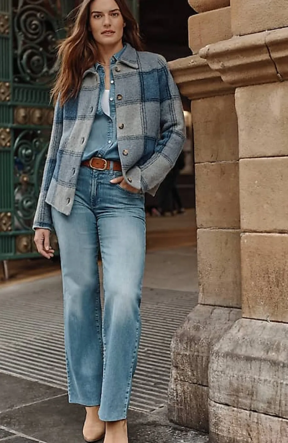 Plaid Button-Front Sweater | Jjill