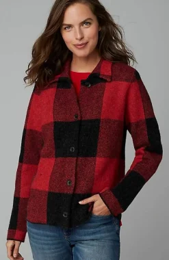 Plaid Button-Front Sweater | Jjill