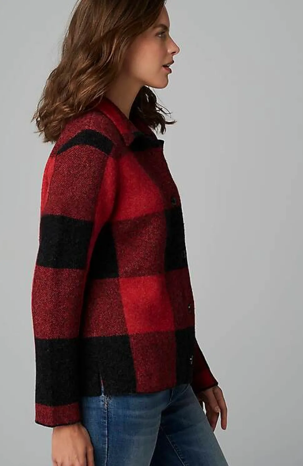 Plaid Button-Front Sweater | Jjill
