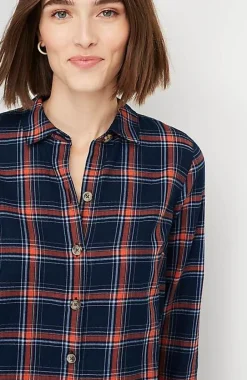 Plaid Button-Front Tunic | Jjill