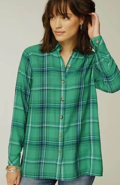 Plaid Button-Front Tunic | Jjill