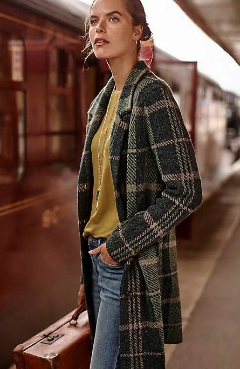 Plaid Notch-Collared Topper | Jjill