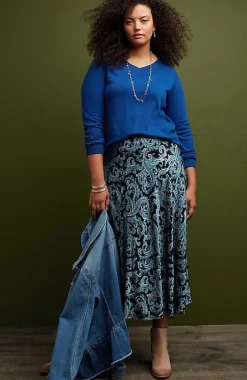 Printed A-Line Midi Skirt | Jjill