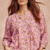 Printed A-Line Pintucked Top | Jjill