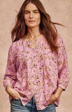 Printed A-Line Pintucked Top | Jjill