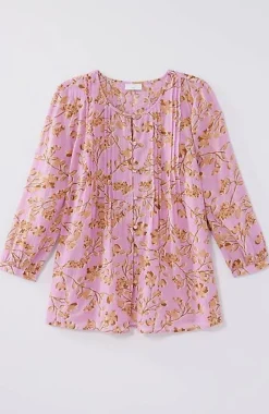 Printed A-Line Pintucked Top | Jjill