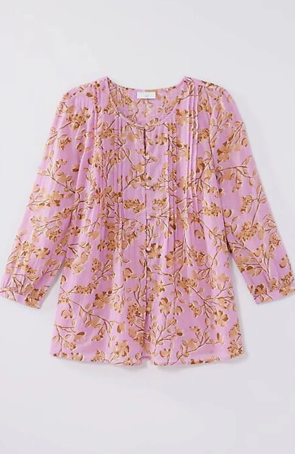 Printed A-Line Pintucked Top | Jjill