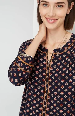 Printed U0026 Embroidered V-Neck Top | Jjill