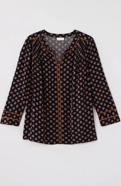 Printed U0026 Embroidered V-Neck Top | Jjill