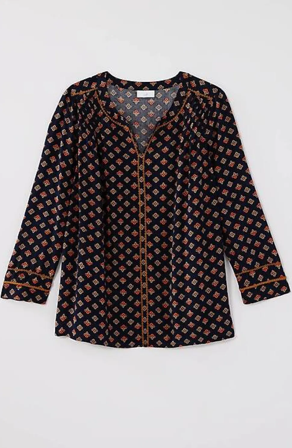 Printed U0026 Embroidered V-Neck Top | Jjill