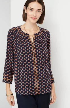Printed U0026 Embroidered V-Neck Top | Jjill