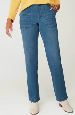 Pure Jill Brushed-Back Indigo Pants | Jjill