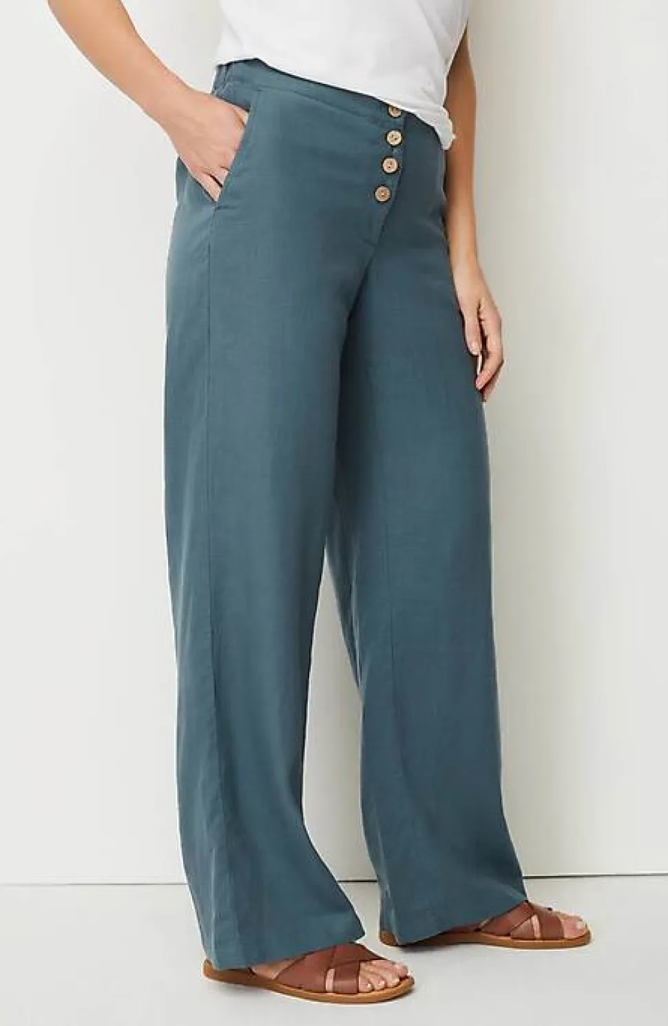 Pure Jill Button-Fly Wide-Leg Pants | Jjill
