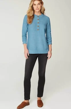 Pure Jill Button-Front Crew-Neck Sweater | Jjill