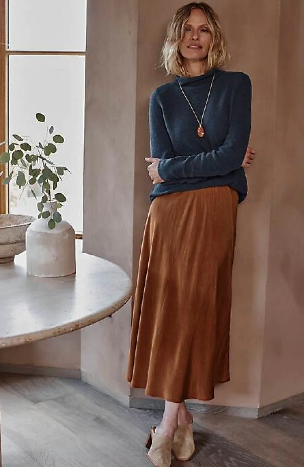 Pure Jill Crinkled Acid-Wash Skirt | Jjill