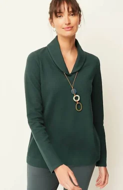 Pure Jill Diagonal-Knit Folded-Collar Top | Jjill
