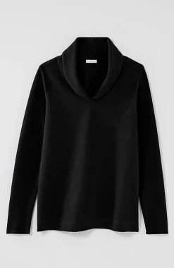 Pure Jill Diagonal-Knit Folded-Collar Top | Jjill