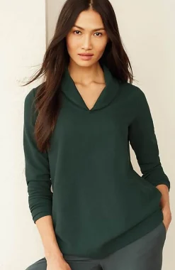 Pure Jill Diagonal-Knit Folded-Collar Top | Jjill